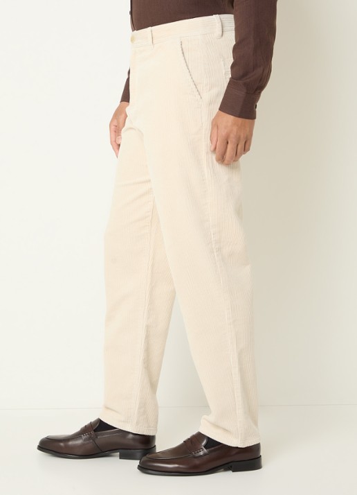 Les Deux Mid waist straight fit broek met structuur - detail 5 ivoor