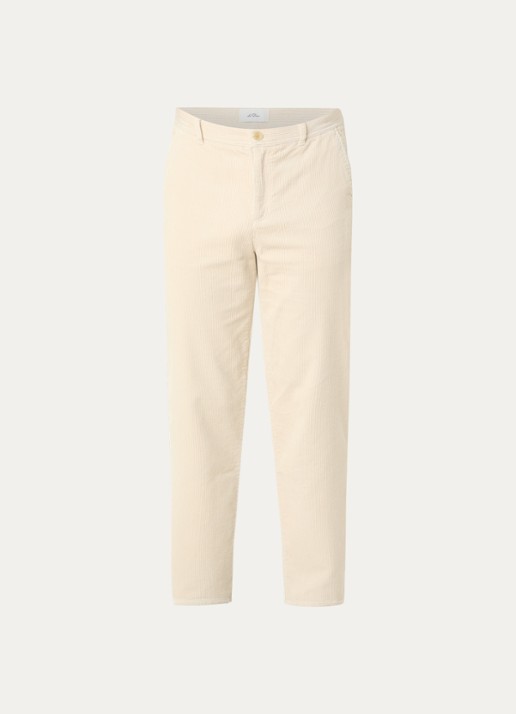 Les Deux Mid waist straight fit broek met structuur - voorkant 2 ivoor