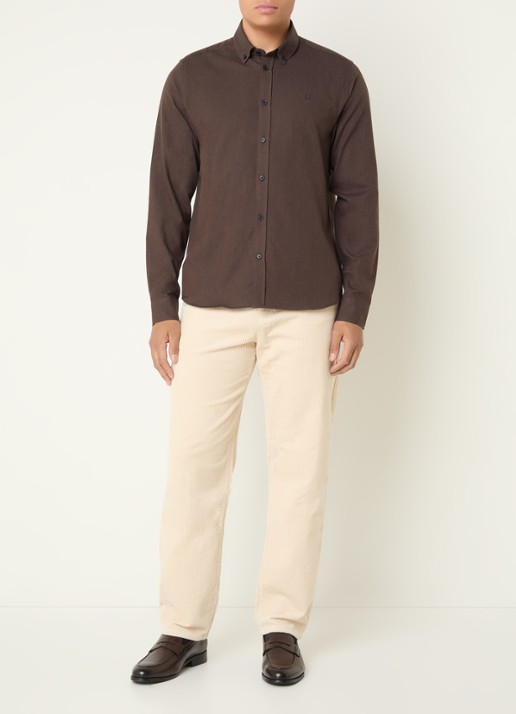 Les Deux Mid waist straight fit broek met structuur - voorkant 3 ivoor