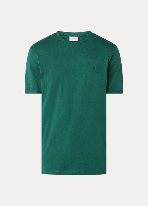 Les Deux Norregaard T-shirt met logoborduring - voorkant 2 donkergroen