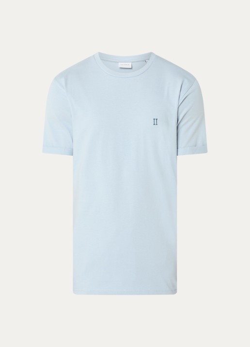 Les Deux Norregaard T-shirt met logoborduring - voorkant 2 lichtblauw