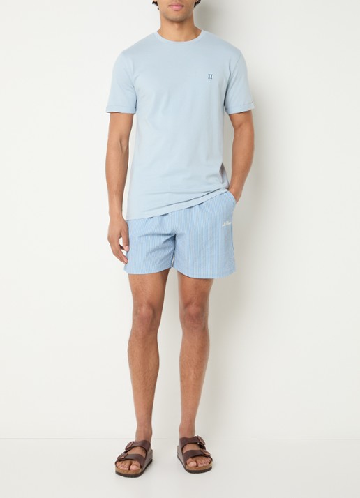 Les Deux Norregaard T-shirt met logoborduring - voorkant 3 lichtblauw