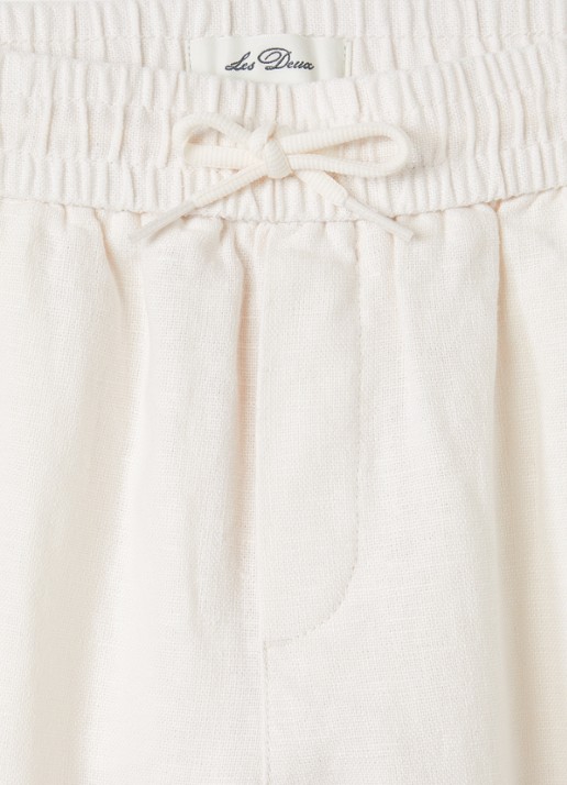 Les Deux Patrick straight fit pantalon in linnenblend - detail cranberryrood