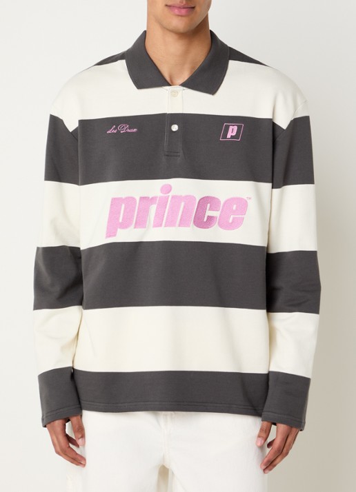 Les Deux Prince oversized fit polo met borduring en streepprint