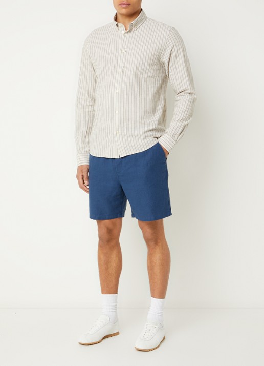 Les Deux Regular fit overhemd in linnenblend - voorkant 3 beige