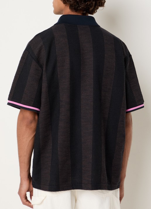 Les Deux Regular fit polo met streepprint en logoborduring - achterkant 2 antraciet