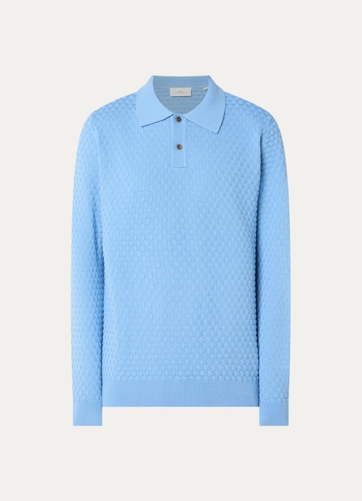 Les Deux Regular fit polo met structuur - voorkant lichtblauw