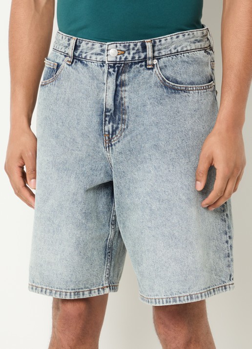 Les Deux Ryder straight fit korte broek van denim met steekzakken