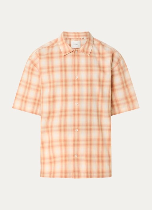 Les Deux Shadowcheck regular fit overhemd met ruitdessin - voorkant oranje