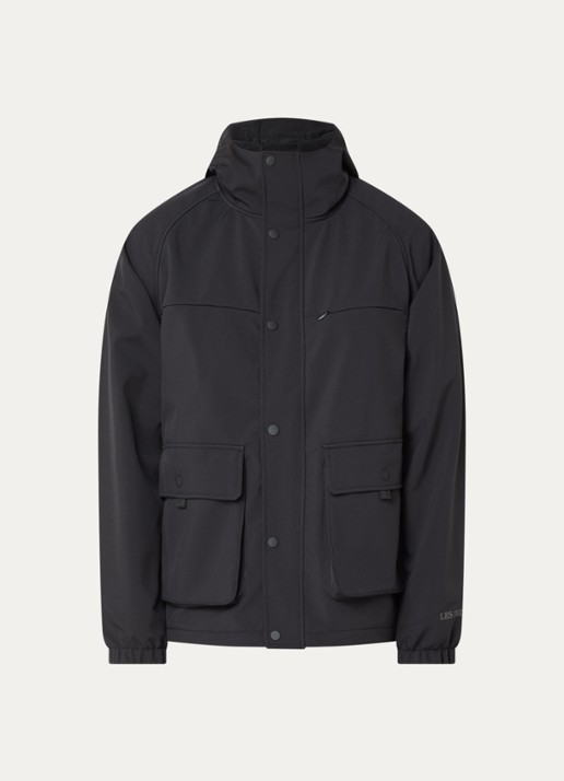 Les Deux Softshell jack met capuchon - voorkant zwart