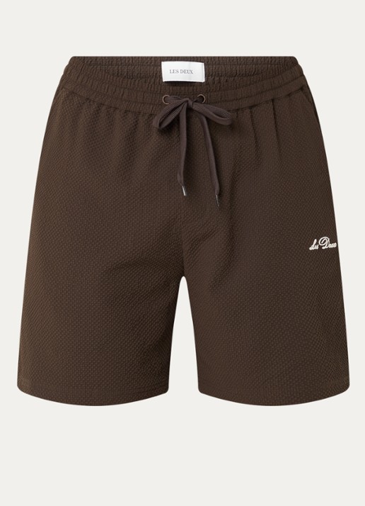 Les Deux Stan zwemshorts met logo en steekzakken - voorkant 3 donkerbruin