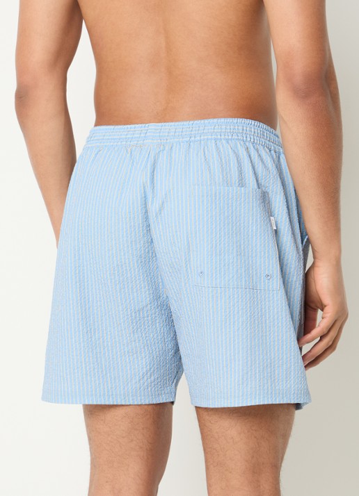 Les Deux Stan zwemshorts met streepprint en steekzakken - achterkant 4 lichtblauw