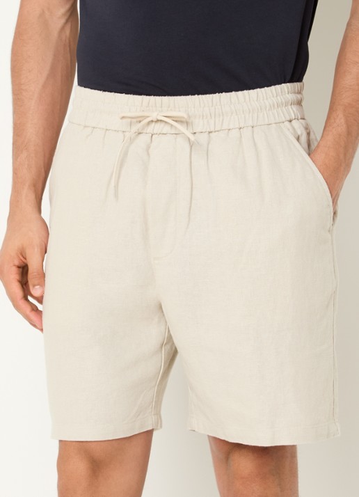 Les Deux Straight fit korte broek in linnenblend met steekzakken