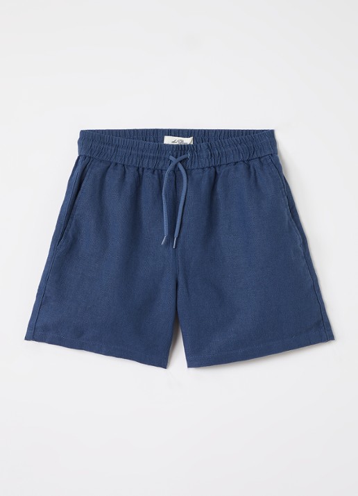 Les Deux Straight fit korte broek in linnenblend met trekkoord