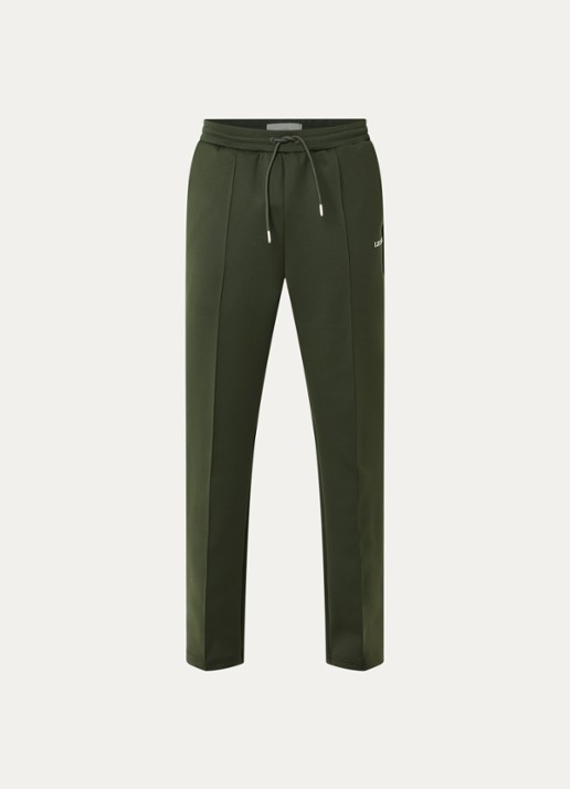 Les Deux Straight fit trainingsbroek met steekzakken en logo - voorkant legergroen