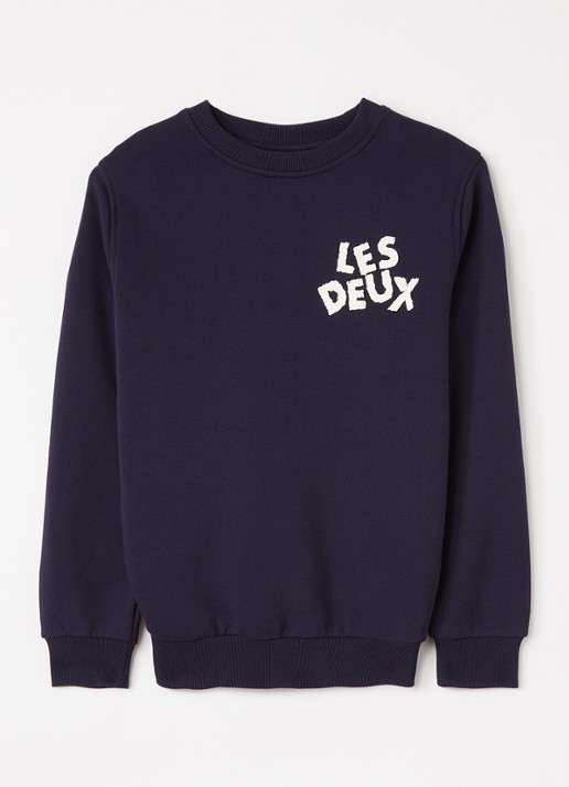 Les Deux Sweater met logo - voorkant 2 donkerblauw