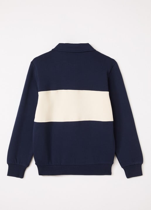 Les Deux Sweater met logoborduring - voorkant 3 donkerblauw
