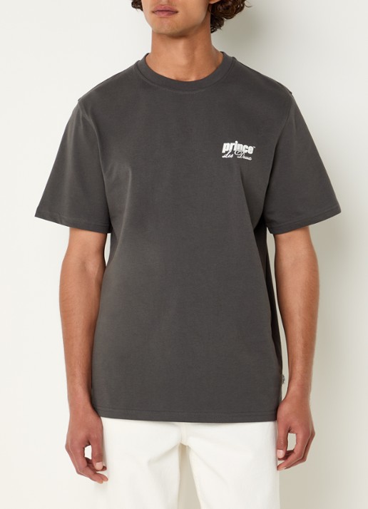 Les Deux T-shirt met logo- en backprint - achterkant 4 antraciet