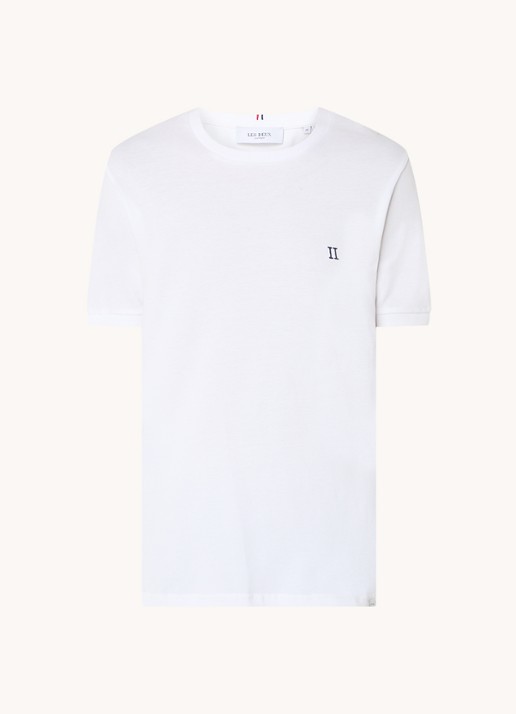 Les Deux T-shirt van piqué katoen met borduring - voorkant 2 wit