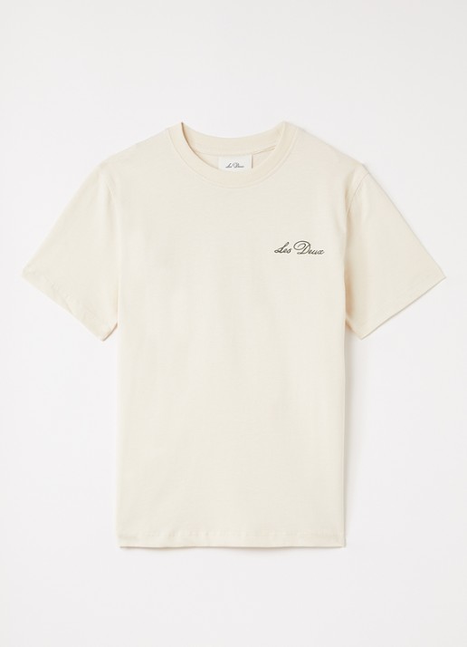 Les Deux Tomorrow T-shirt met logo- en backprint - voorkant ivoor