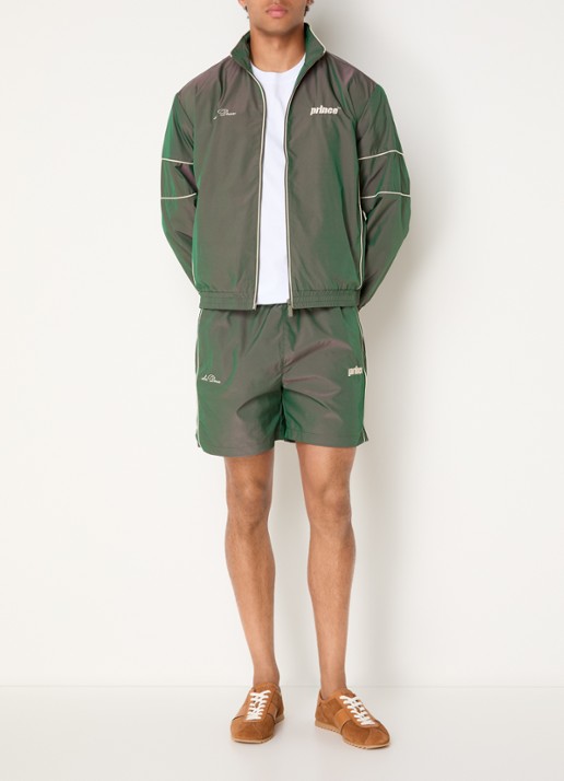 Les Deux Wide fit korte broek met logo - voorkant 4 donkergroen