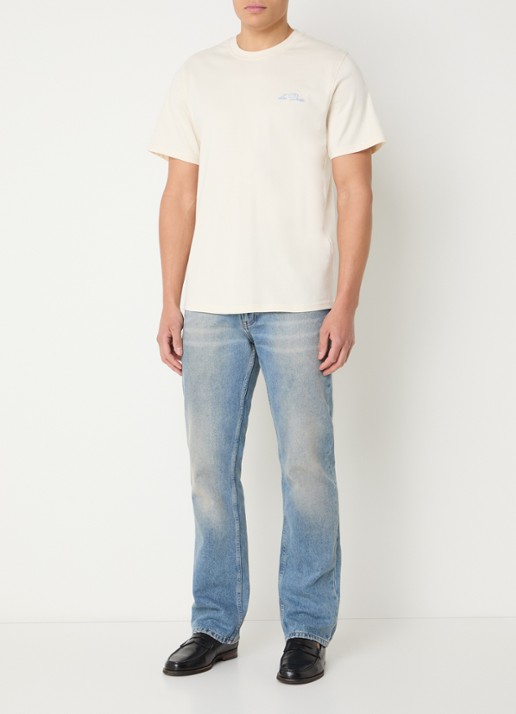 Les Deux Wild Flower T-shirt met logoborduring en backprint - voorkant 3 gebroken wit