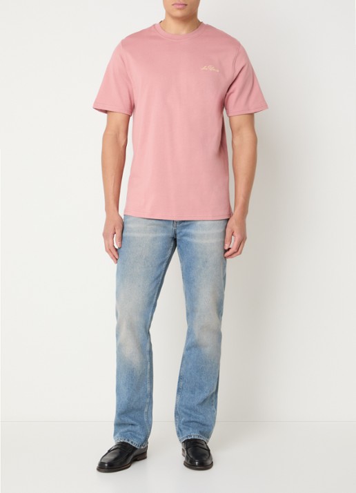 Les Deux Wild Flower T-shirt met logoborduring en backprint - voorkant 4 zalmroze