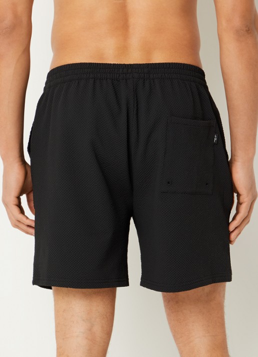 Les Deux Zwemshorts met logo en structuur - achterkant 3 zwart