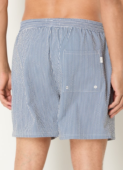 Les Deux zwemshorts met streepprint en steekzakken - achterkant 2 donkerblauw