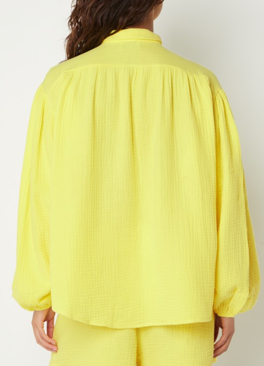 Les Jumelles Abigail blouse met structuur - achterkant geel