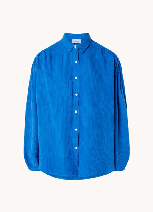 Les Jumelles Abigail blouse met structuur - voorkant royalblauw