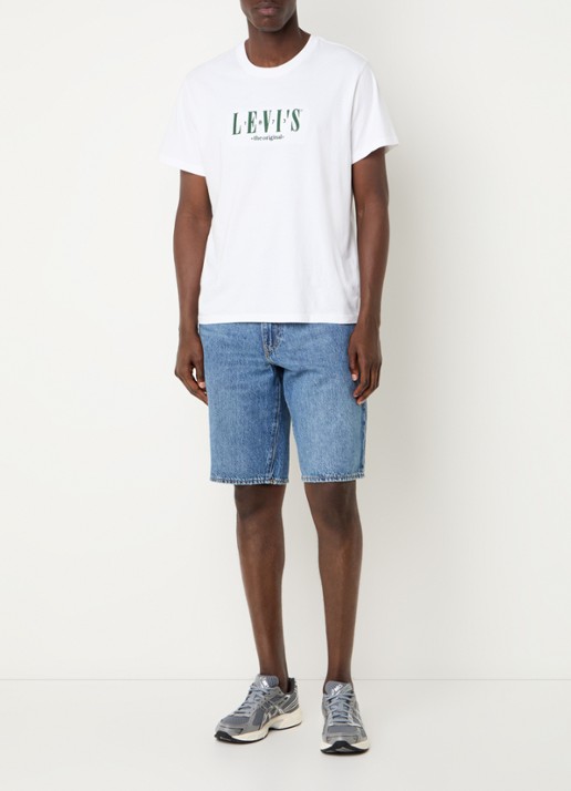 Levi's 478 loose fit korte broek van denim met medium wassing - voorkant 4 indigo