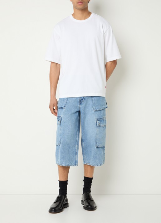 Levi's 478 loose fit korte cargobroek van denim  - voorkant 3 indigo