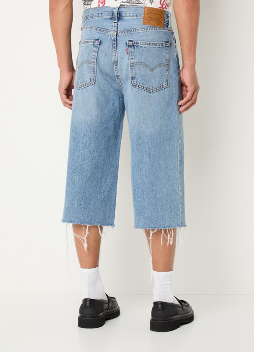 Levi's 478 wide fit korte broek van denim met lichte wassing - achterkant 3 indigo
