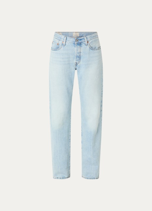 Levi's 501 90s mid waist straight leg jeans met lichte wassing - voorkant 4 indigo