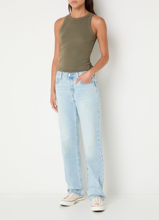 Levi's 501 90s mid waist straight leg jeans met lichte wassing - voorkant 5 indigo