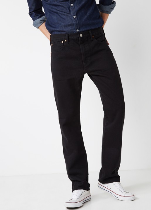 Levi's 501 high rise straight leg jeans met knoopsluiting - detail 5 zwart