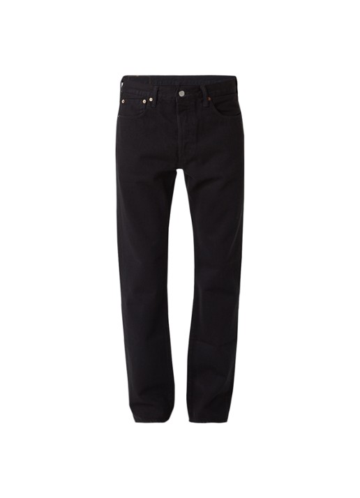 Levi's 501 high rise straight leg jeans met knoopsluiting - voorkant zwart