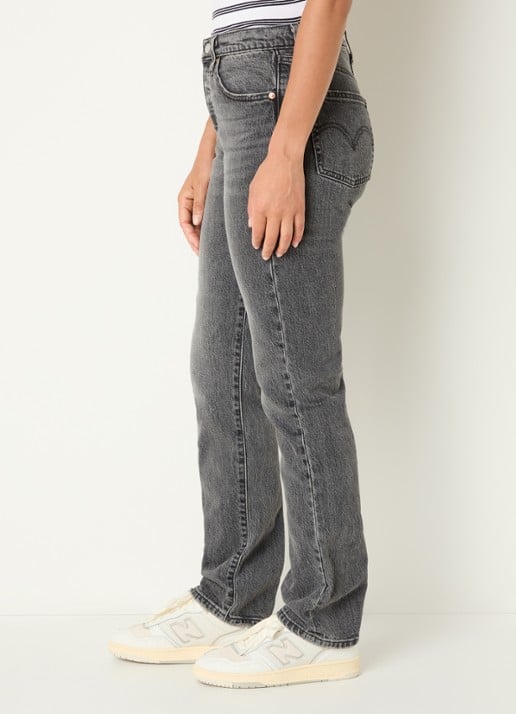 Levi's 501 high waist slim fit jeans met gekleurde wassing - detail 4 donkergrijs