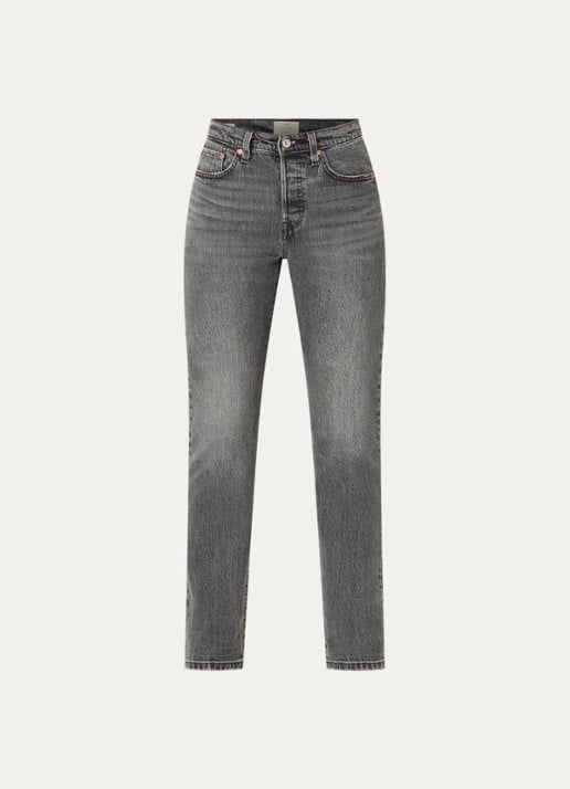 Levi's 501 high waist slim fit jeans met gekleurde wassing - voorkant donkergrijs