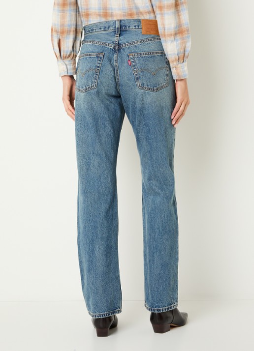 Levi's 501 high waist slim fit jeans met medium wassing - achterkant 3 indigo