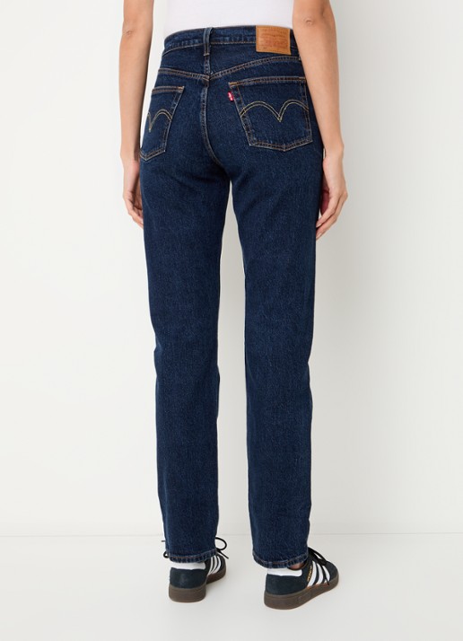 Levi's 501 high waist straight leg jeans met donkere wassing - achterkant indigo