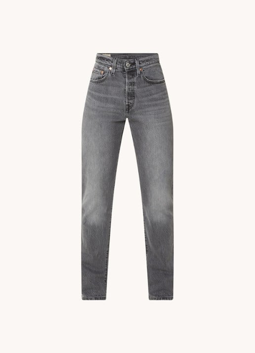Levi's 501 high waist straight leg jeans met gekleurde wassing - voorkant 4 grijs
