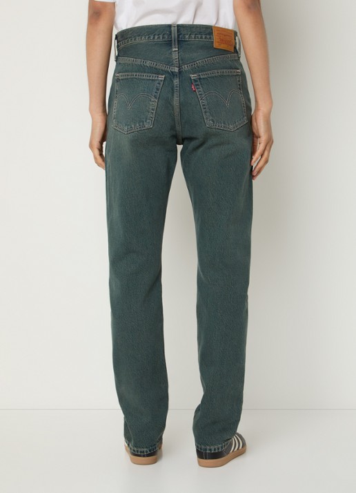 Levi's 501 high waist straight leg jeans met gekleurde wassing - achterkant 3 indigo