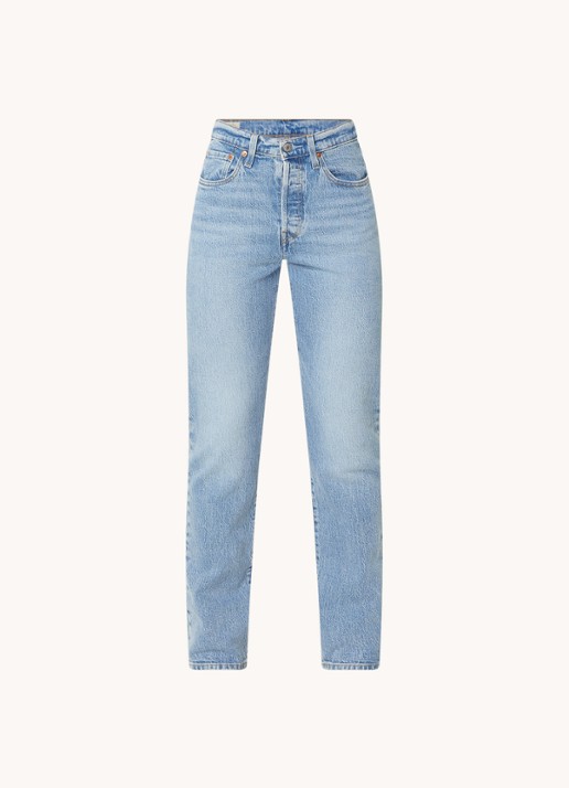 Levi's 501 high waist straight leg jeans met medium wassing - voorkant 2 indigo