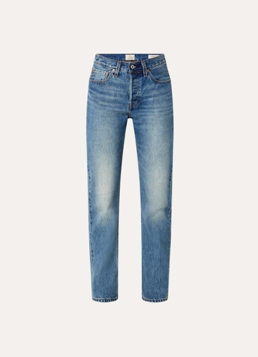 Levi's 501 high waist straight leg jeans met medium wassing - voorkant 4 indigo