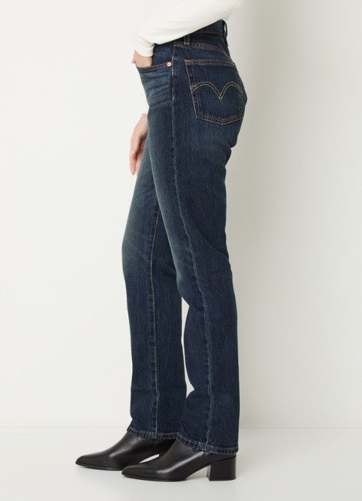 Levi's 501 straight fit jeans met donkere wassing - detail 4 indigo
