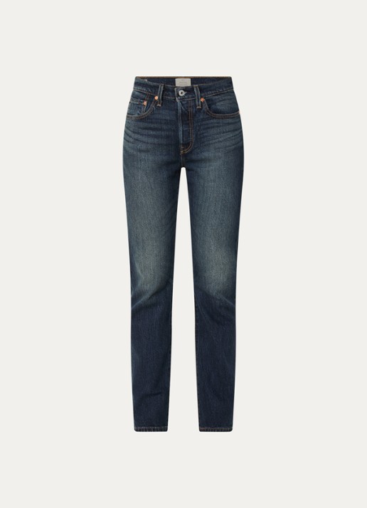 Levi's 501 straight fit jeans met donkere wassing - voorkant indigo