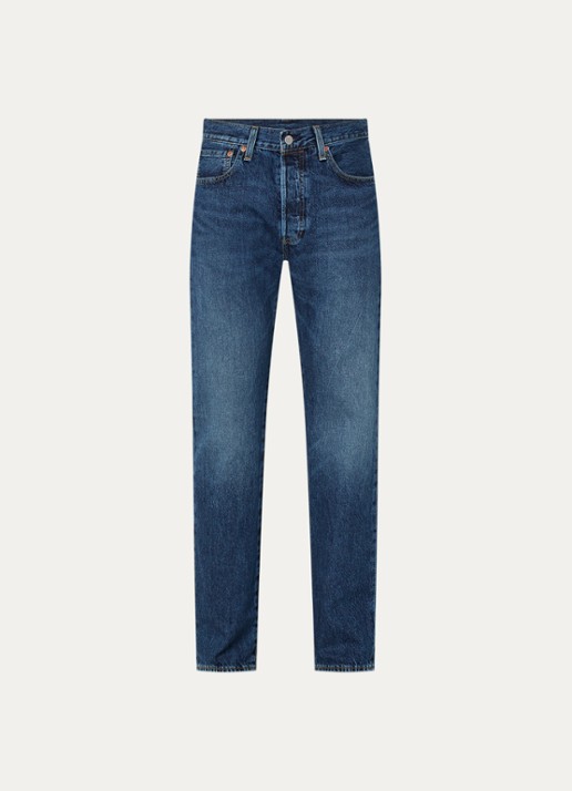 Levi's 501 straight leg jeans met medium wassing - voorkant 2 indigo