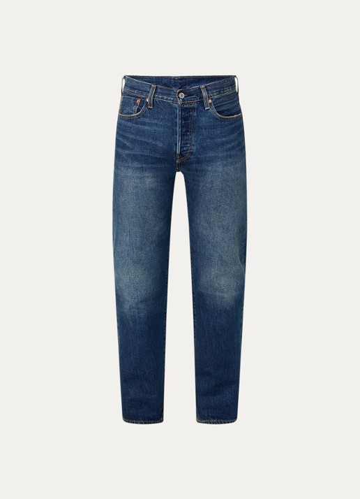 Levi's 501 straight leg jeans met medium wassing - voorkant indigo